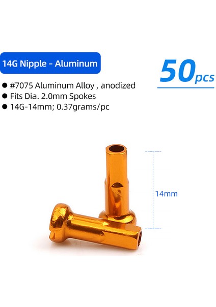 AL14G 14MM Gd 50P Stili Süper Hafif Alüminyum Telli Kapağı 14G C-Işlenmiş Anodize Alaşım Nipel Mtb Yol Bisikleti Tekerlek Jantı Pirinç Somunları Çok Renkli (Yurt Dışından)