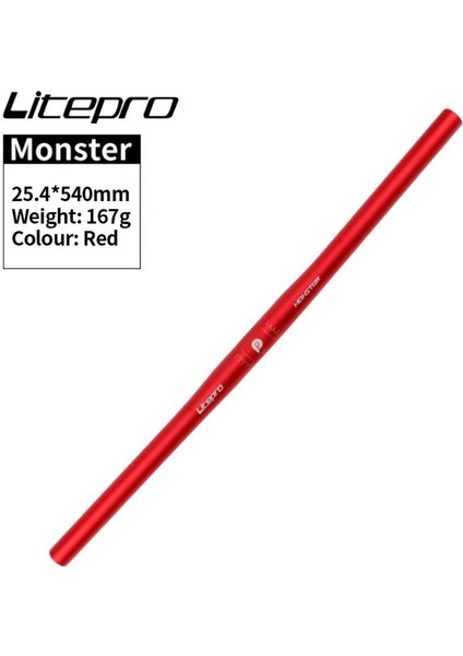 Kırmızı 540MM Tarzı Litepro Yatay Saplı Sabit Evrensel Tek Şekilli Bisiklet Direksiyonu Yüksek Dayanıklılıkta Bisiklet Direksiyonu Açık Hava Sürme Canavarı (Yurt Dışından)