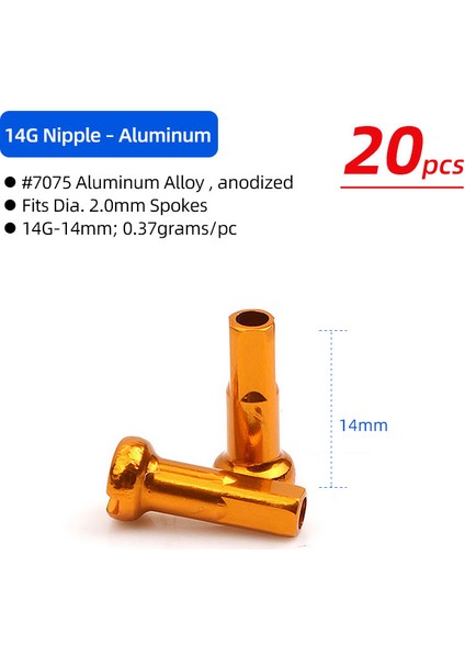 AL14G 14MM Gd 20P Stili 14G Tb Yol Bisikleti Tekerlek Kapakları E-Bisiklet Jant Somunları Bakır Parçaları ile C-Işlenmiş Eloksal Alüminyum Konuş Nipel. (Yurt Dışından)