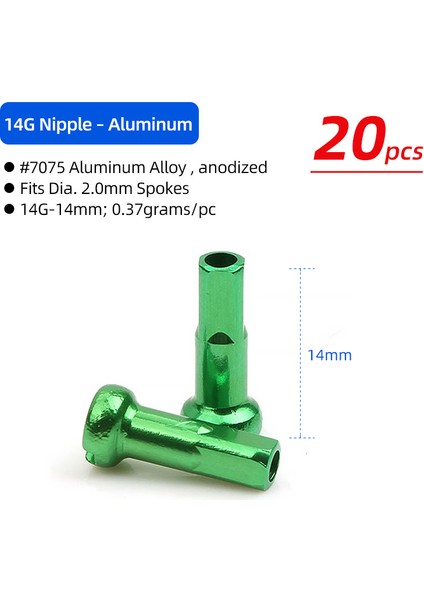 AL14G 14MM Gn 20P Stili Süper Hafif Alüminyum Telli Kapağı 14G C-Işlenmiş Anodize Alaşım Nipel Mtb Yol Bisikleti Tekerlek Jantı Pirinç Somunları Çok Renkli (Yurt Dışından)