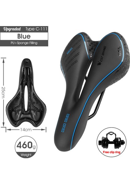 111 Mavi Set Stili Şok Geçirmez Silikon Bisiklet Sele Koltuk Su Geçirmez Mtb Dağ Yol Bisikleti Selesi Nefes Alan Hollow Bisiklet Yastık Koltuk Selesi (Yurt Dışından)