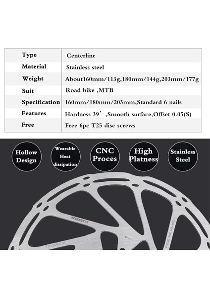 160MM-180MM Stili Sram Bisiklet Fren Rotoru Centerline Paslanmaz Çelik Hidrolik Fren Diski Mtb Yol Bisikleti Elektrikli Scooter Parçaları (Yurt Dışından) indirimleri