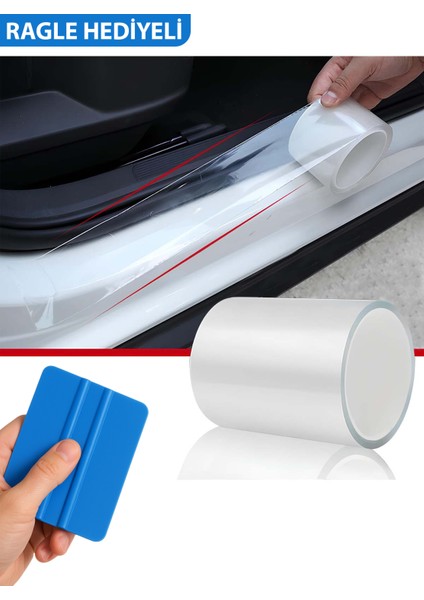 Araç Kapı Eşik Kaput Çizik Önleyici Şeffaf Koruma Folyosu - Ragle Hediyeli