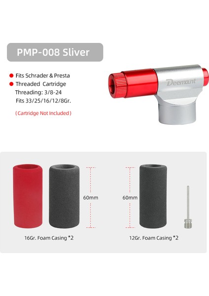 PMP008 T1Z Dişli Stil Deemount Co2 Pompa Nozulu, Konu Olmayan Veya Konu Olan 16GR.KARTUŞLAR Için Uygun, Schrader Presta C-Işlenmiş Anodize Fv Av Pompa. (Yurt Dışından)