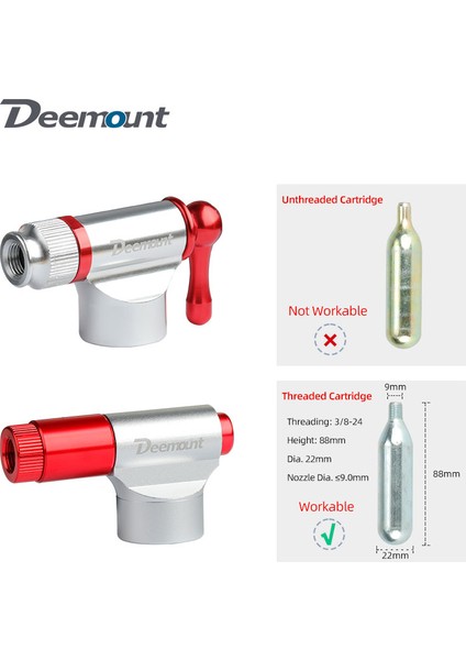 PMP008 T1Z Dişli Stil Deemount Co2 Pompa Nozulu, Konu Olmayan Veya Konu Olan 16GR.KARTUŞLAR Için Uygun, Schrader Presta C-Işlenmiş Anodize Fv Av Pompa. (Yurt Dışından)