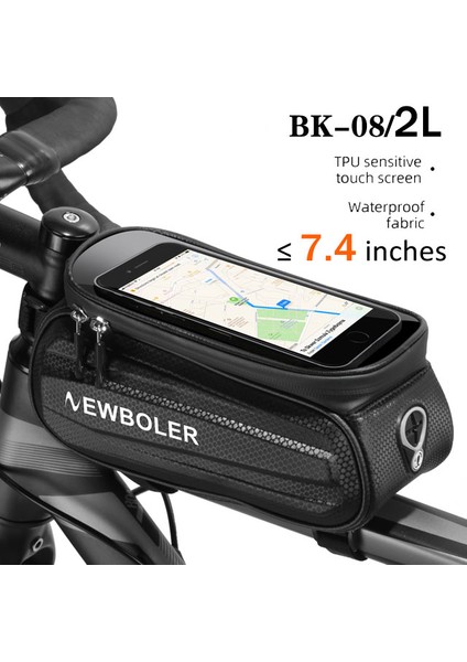 BK08 Tarzı Wıld Man Bisiklet Çantası 2l Çerçeve Ön Tüp Bisiklet Su Geçirmez Telefon Kılıf Tutucu 7,4 Inç Dokunmatik Ekran Çanta Aksesuarları (Yurt Dışından)
