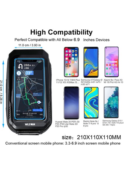 BK08 Tarzı Wıld Man Bisiklet Çantası 2l Çerçeve Ön Tüp Bisiklet Su Geçirmez Telefon Kılıf Tutucu 7,4 Inç Dokunmatik Ekran Çanta Aksesuarları (Yurt Dışından) indirimleri