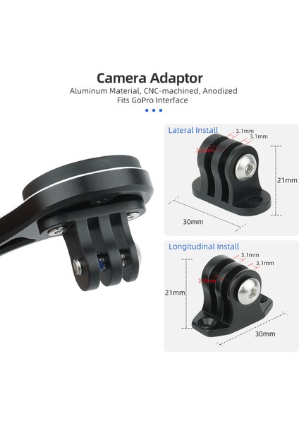 Yan Adaptör Stili Bisiklet Bilgisayarı Uzatmalı Ön Standı Direksiyon Montajı Kamera Braketi Adaptörü Goprogarminbrytonwahoo Uyumlu (Yurt Dışından)
