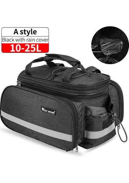 Siyah Stil Büyük Kapasiteli Su Geçirmez Bisiklet Bagajı Mtb Yol Bisikleti Taşıyıcı Çanta Arka Raf Seyahat Bagaj Taşıyıcı Koltuk Çift Çanta (Yurt Dışından)