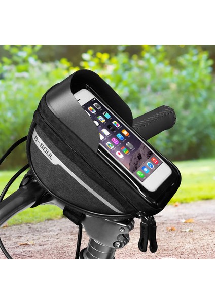 No.17 Tarzı Bisiklet Ön Çerçeve Dokunmatik Ekran Su Geçirmez Telefon Çantası Mtb Üst Boru Çantası Yağmur Geçirmez Akıllı Telefon Gps Dokunmatik Ekran Kılıf Tutucu (Yurt Dışından)