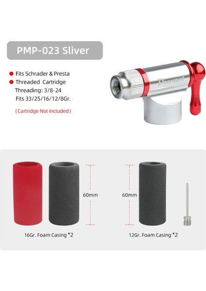 PMP023 Dişli Stil Deemount Co2 Pompa Nozulu, Konu Olmayan Veya Konu Olan 16GR.KARTUŞLAR Için Uygun, Schrader Presta C-Işlenmiş Anodize Fv Av Pompa. (Yurt Dışından)