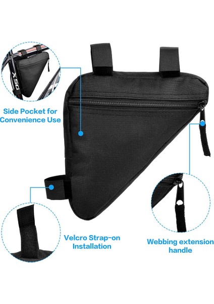 Siyah Stil Bisiklet Çantası Ön Tüp Çerçeve Direksiyon Su Geçirmez Bisiklet Çantaları Üçgen Çanta Tutucu Bisiklet Aksesuarları (Yurt Dışından) fırsatları