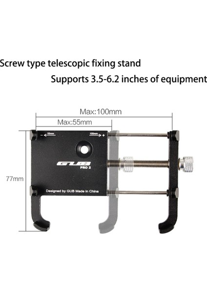 Pro1 Siyah Tarzı Gub Pro2 -2 Alüminyum Alaşımlı Bisiklet Telefon Tutucu Akıllı Telefon Ayarlanabilir Evrensel Destek Gps Navigasyon Telefon Standı (Yurt Dışından) fırsatları