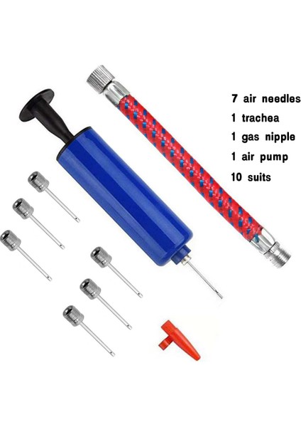 10 Adet Set Stili Esnek Hortumlu Voleybol Futbol Basketbol Iğne ve El Hava Pompası ile Dayanıklı Balon Top Şişirme Aleti Taşınabilir (Yurt Dışından)