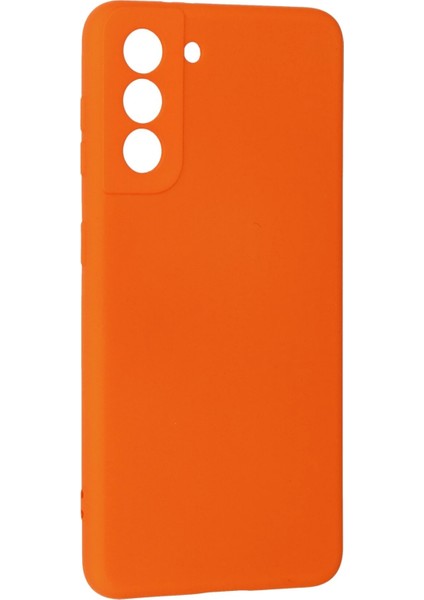 Samsung Galaxy S21 Kılıf Nano Içi Kadife Silikon - Turuncu Mrayd