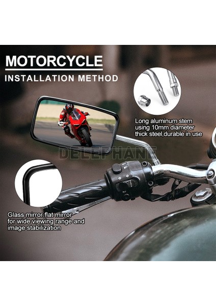 1 Adet Montaj Stili Yok Alüminyum Alaşımlı Dikdörtgen Bisiklet Aynası Geniş Açılı Üç Tekerlekli Dört Tekerlekli Motosiklet Scooter Arka Görüş Sol Sağ Ayna (Yurt Dışından)