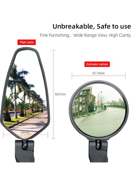 Düz Stil Bisiklet Aynası Evrensel Sol Sağ Montaj Akrilik Konveks Veya Düz Lens Arka Görüş Ayna Ayarlanabilir Aksesuarları (Yurt Dışından) fiyatları