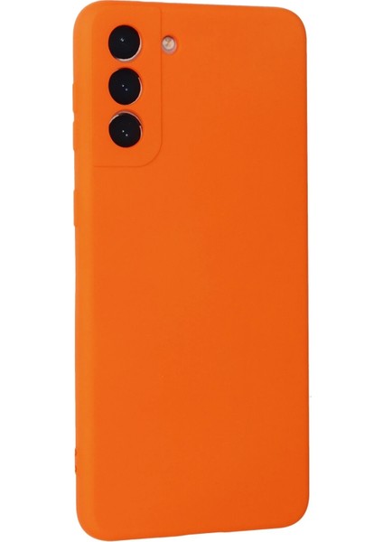 Samsung Galaxy S21 Plus Kılıf Nano Içi Kadife Silikon - Turuncu Mrayd