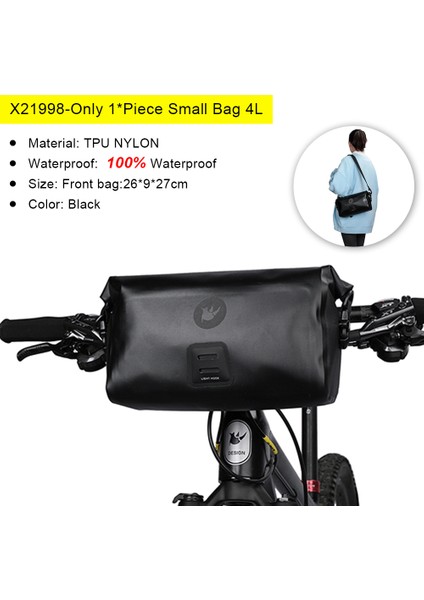 Yalnızca Küçük Çanta 4l-1 Stili Rhinowalk Bisiklet Çantası Su Geçirmez Büyük Kapasiteli Direksiyon Çantası -Parça Ön Tüp Bisiklet Çantası Mtb Çerçeve Bagaj Bisiklet Aksesuarları (Yurt Dışından)