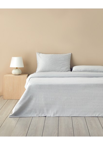 Elegant Ipliği Boyalı King Size Nevresim Takımı Gümüş