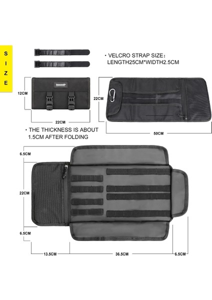 Asker Yeşili Tarzda Tek Çanta Rhinowalk Motosiklet Tamir Araçları Depolama Çantası Katlanabilir 1680D Polyester Araç Çantası Tornavida Pense Organizatörü (Yurt Dışından)