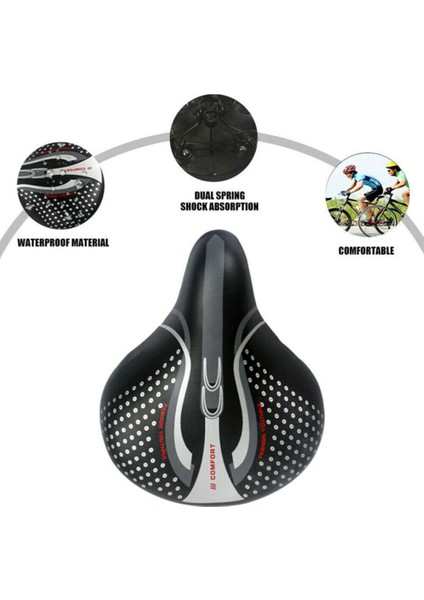 Geniş ve Rahat Büyük Kıç Bisiklet Koltuk Pedalı Pu Nefes Alabilir Yumuşak Koltuk Ergonomik Yastık Pu + Sünger (Yurt Dışından)