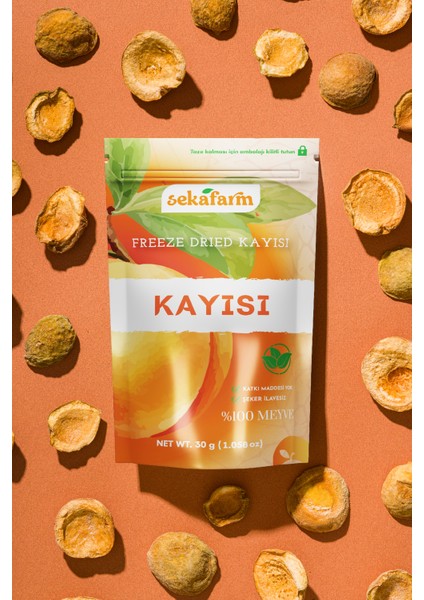 Freeze Dried Kayısı, Dondurularak Kurutulmuş Meyve Cipsi, Freeze Dry Meyve Kurusu 30 gr