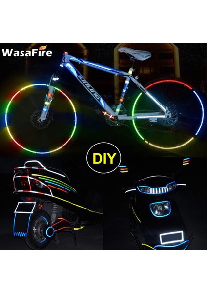 B Tarzı Wasafire Bisiklet Tekerlek Yansıtıcı Şerit Floresan Mtb Bisiklet Reflektif Sticker Bisiklet Için Yansıtıcı Şerit Bisiklet Uyarı Şeridi (Yurt Dışından)