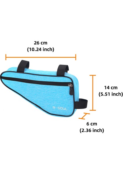 Mavi 26X14X6CM Tarzı B-Soul Bisiklet Çantası Tek Taraflı Fermuar Cebi Ön Tüp Çerçeve Direksiyon Bisiklet Çantaları Üçgen Pochet Çerçeve Tutucu Bisiklet Aksesuarları (Yurt Dışından)