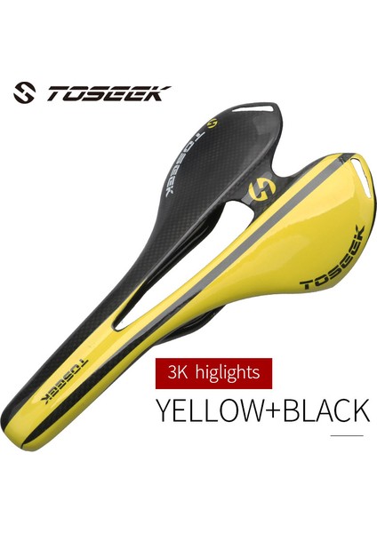 Sarı-Parlak Stil Toseek Tam Karbon Fiber Bisiklet Koltuğu Yol Mtb Bisiklet Karbon Koltuk 105G 7*9 Karbon Ray 8 Renk (Yurt Dışından)
