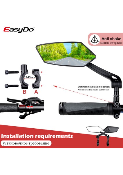 RM01 Sol Stil Kolay Yapıştır Bisiklet Direksiyon Arka Görüş Aynası Bisiklet Bisiklet Geniş Kapsamlı Geri Yansıtıcı Ayarlanabilir Sol Scooter E Bike Ayna (Yurt Dışından) modelleri