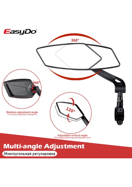 RM01 Sol Stil Kolay Yapıştır Bisiklet Direksiyon Arka Görüş Aynası Bisiklet Bisiklet Geniş Kapsamlı Geri Yansıtıcı Ayarlanabilir Sol Scooter E Bike Ayna (Yurt Dışından) fırsatları