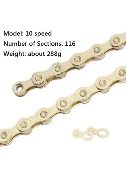 Altın 10S Tarzı Kmc X9 X10 X11 X12 Için Altın Gökkuşağı Bisiklet Zinciri Hızlı Mtb Yol Bisikleti 116L 126L Hohl Bisiklet Zinciri (Yurt Dışından)