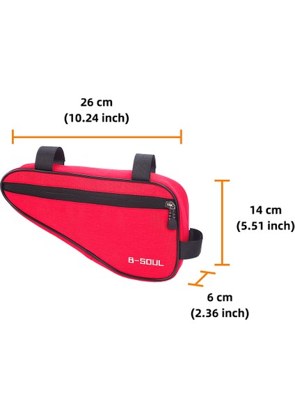 Kırmızı 26X14X6CM Stili B-Soul Bisiklet Çantası Tek Taraflı Fermuar Cebi Ön Tüp Çerçeve Direksiyon Bisiklet Çantaları Üçgen Pochet Çerçeve Tutucu Bisiklet Aksesuarları (Yurt Dışından)