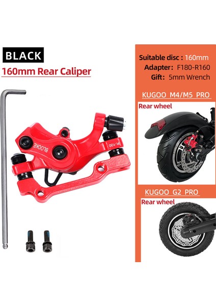 160 mm Arka Stil Blooke Scooter Disc Fren Kugoo G2 Pro Janobike T Elektrikli E-Scooter Mekanik Sağ Yan Kaliper Nutt Için (Yurt Dışından)