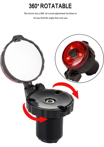 No.1 Stili Mini Bisiklet Arka Görüş Aynası Uyarı Işığı ile 360 Derece Dönebilen Mtb Yol Bisikleti Direksiyon Aynası Bisiklet Aksesuarları (Yurt Dışından)
