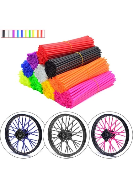 17CM Siyah 72 Adet Stil Motosiklet Bisiklet Tekerlek Jant Konuş Kaplama Kiti Deri Kılıf Motokros Kir Pit Bisiklet Enduro 24CMCM (Yurt Dışından)