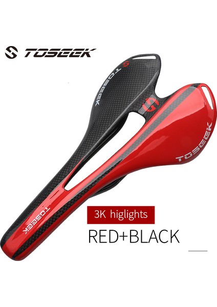 Kırmızı-Parlak Stil Toseek Tam Karbon Fiber Bisiklet Koltuğu Yol Mtb Bisiklet Karbon Koltuk 105G 7*9 Karbon Ray 8 Renk (Yurt Dışından)