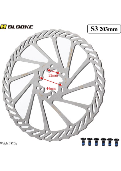 S3 203 mm Rotor x 1 Stil Elektrikli Scooter Katlanır Bisiklet Mtb Için Cıvatalı Paslanmaz Çelik Disk Blooke Disk Fren Rotoru (Yurt Dışından)