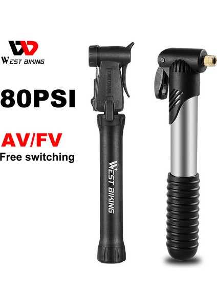 Siyah 80PSI Tarzı Westbıkıng Bisiklet Pompası Taşınabilir Bisiklet Mini Manuel Hava Pompası Amerikan/fransız Hava Nozulu Lastik Şişirici Mtb Yol Bisikleti Aksesuarları (Yurt Dışından)
