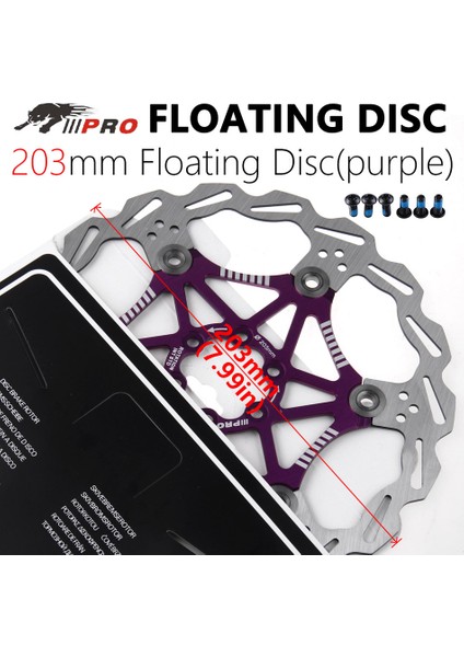 203MM Mor Tarzı Iııpro Bisiklet Disk Fren Rotorları Hafif Yüzen Disk Pedaları Mtb Bisiklet Bileşenleri Için (Yurt Dışından)