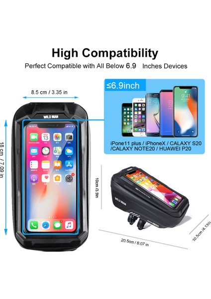 Bagx3 Whı Tarzı Yeni Wıld Man Bisiklet Çantası Bisiklet Telefon Tutucu Çantası Su Geçirmez Hızlı Montaj Bisiklet Çantası 6.9 Inç Bisiklet Dokunmatik Ekran Çantası Mtb Aksesuarları (Yurt Dışından) indirimleri