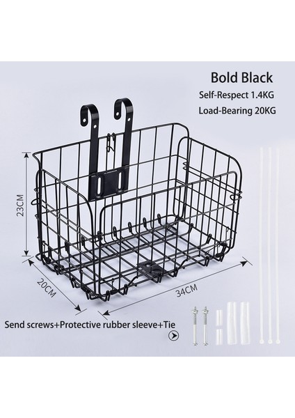 Koyu Siyah Stil Katlanabilir Takılabilir Metal Tel Sepet Pannier Bisiklet Taşıma Depolama Dağ Bisikleti Aksesuarları (Yurt Dışından)