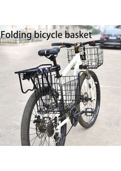 Koyu Siyah Stil Katlanabilir Takılabilir Metal Tel Sepet Pannier Bisiklet Taşıma Depolama Dağ Bisikleti Aksesuarları (Yurt Dışından) fiyatları