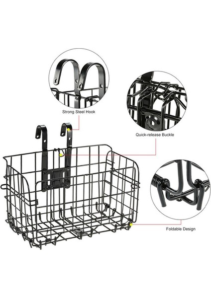 Koyu Siyah Stil Katlanabilir Takılabilir Metal Tel Sepet Pannier Bisiklet Taşıma Depolama Dağ Bisikleti Aksesuarları (Yurt Dışından) modelleri