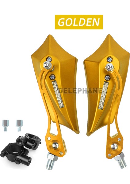 Altın Tarzı Ayarlanabilir Bisiklet Direksiyon Arka Görüş Aynaları E-Bisiklet Scooter Arka Görüş Aynaları Net Bisiklet Reflektörü Sol Sağ Aynalar 1 Çift (Yurt Dışından)