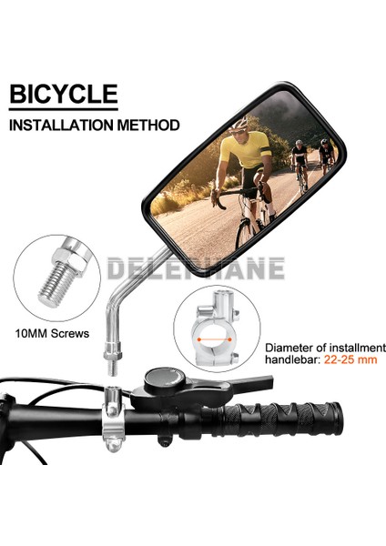 2pcs Montaj Stili Yok Alüminyum Alaşımlı Dikdörtgen Bisiklet Aynası Geniş Açılı Üç Tekerlekli Dört Tekerlekli Motosiklet Scooter Arka Görüş Sol Sağ Ayna (Yurt Dışından) indirimleri
