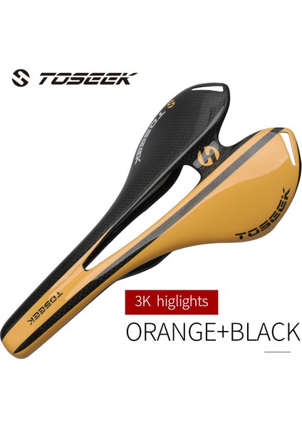 Turuncu-Parlak Stil Toseek Tam Karbon Fiber Bisiklet Koltuğu Yol Mtb Bisiklet Karbon Koltuk 105G 7*9 Karbon Ray 8 Renk (Yurt Dışından)