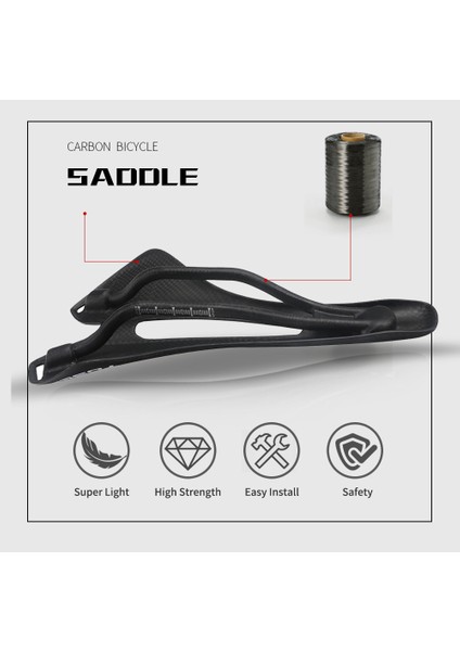 Turuncu-Parlak Stil Toseek Tam Karbon Fiber Bisiklet Koltuğu Yol Mtb Bisiklet Karbon Koltuk 105G 7*9 Karbon Ray 8 Renk (Yurt Dışından)