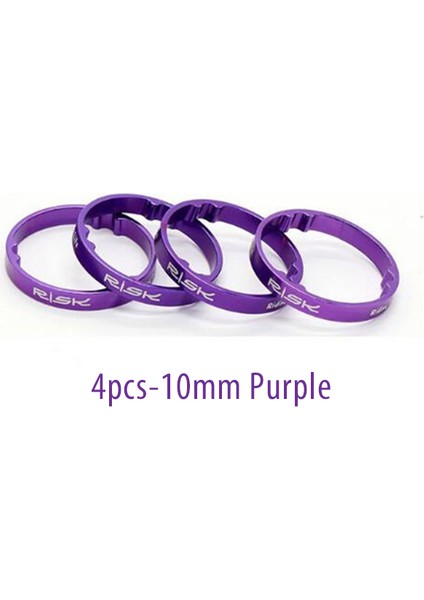 4 ADET-10MM Mor Tarzı Rısk Dağ Bisikleti Boş Gövde Direksiyon Seri Başlığı Ön Çatal Ayar Yıkayıcı Alüminyum Alaşımlı (Yurt Dışından)